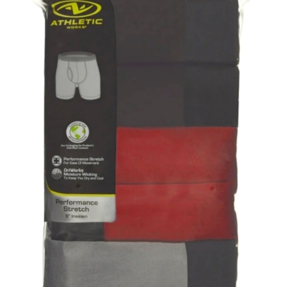 Athletic Works Black Red Boxer Briefs Performance Fit